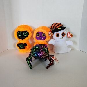 Ty Halloween Plush Set - Orange, White, Black, Purple